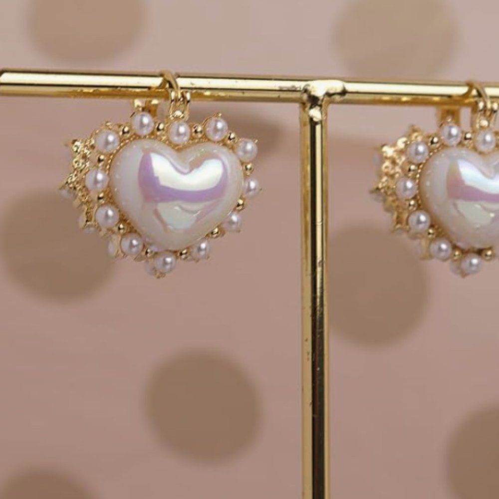 Heart Rhinestone Earrings - Picture 2 of 6